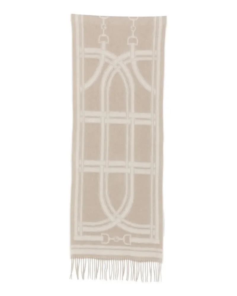 Gant chain-jacquard wool scarf - Nude Nude