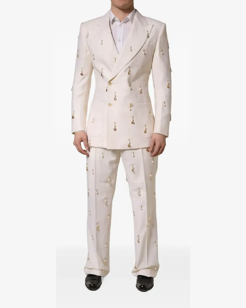 Dolce & Gabbana embellished double-breasted suit - Weiß Weiß