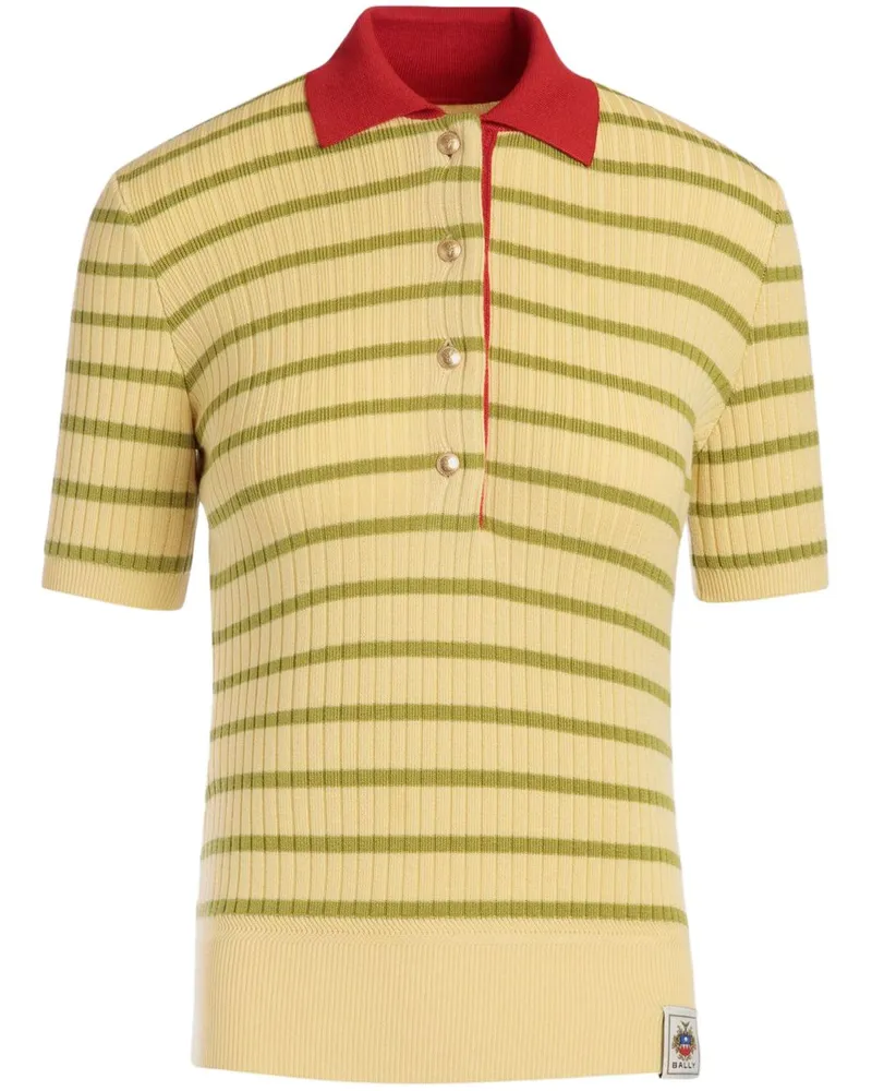 Bally Gestricktes Poloshirt mit Streifen - Gelb Gelb