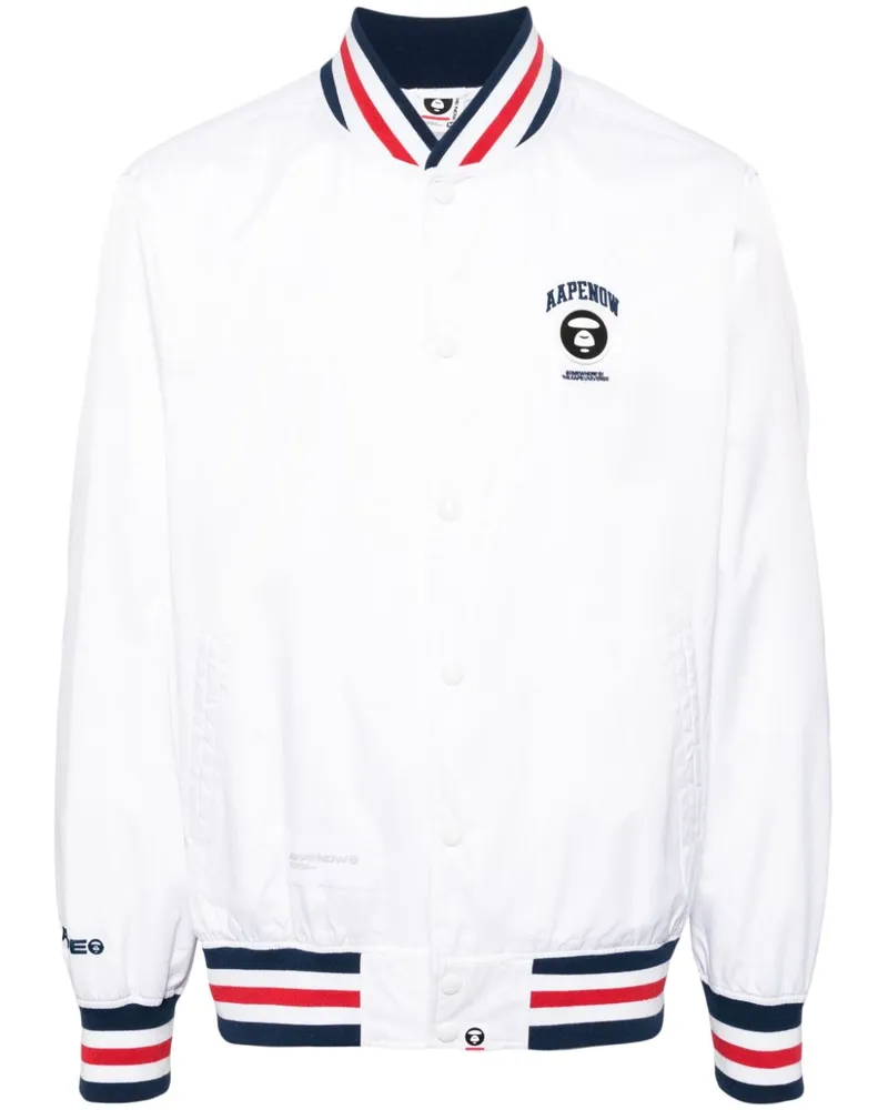 BAPE Bomberjacke mit gestreiftem Detail - Weiß Weiß