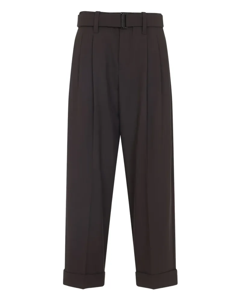 Brunello Cucinelli Gerade Bundfaltenhose mit Gürtel - Braun Braun