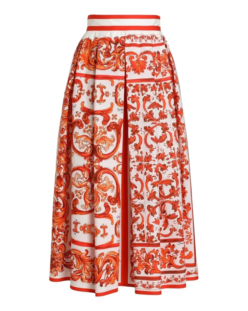 Dolce & Gabbana Maxirock mit Majolica-Print - Weiß Weiß