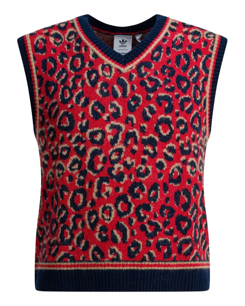 adidas x Wales Bonner Pullover mit Boleopard-Print - Rot Rot
