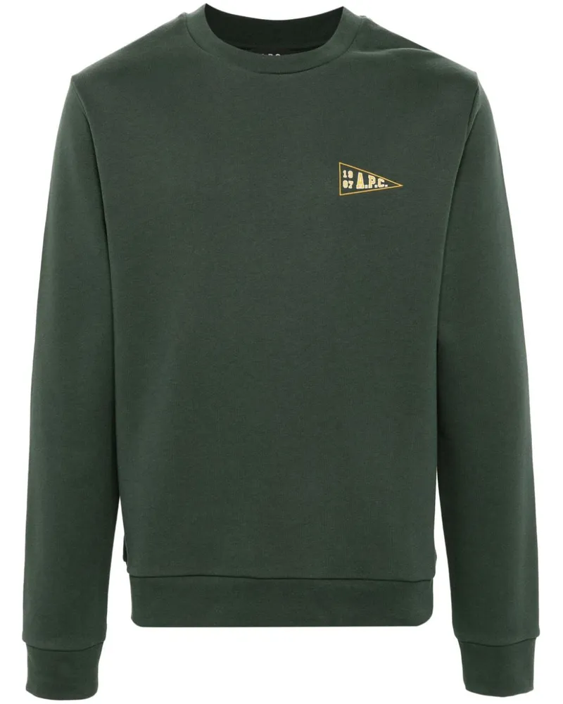 A.P.C. Sweatshirt mit Logo-Print Grün