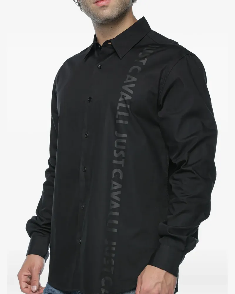 Just Cavalli logo-print long-sleeve shirt - Schwarz Schwarz