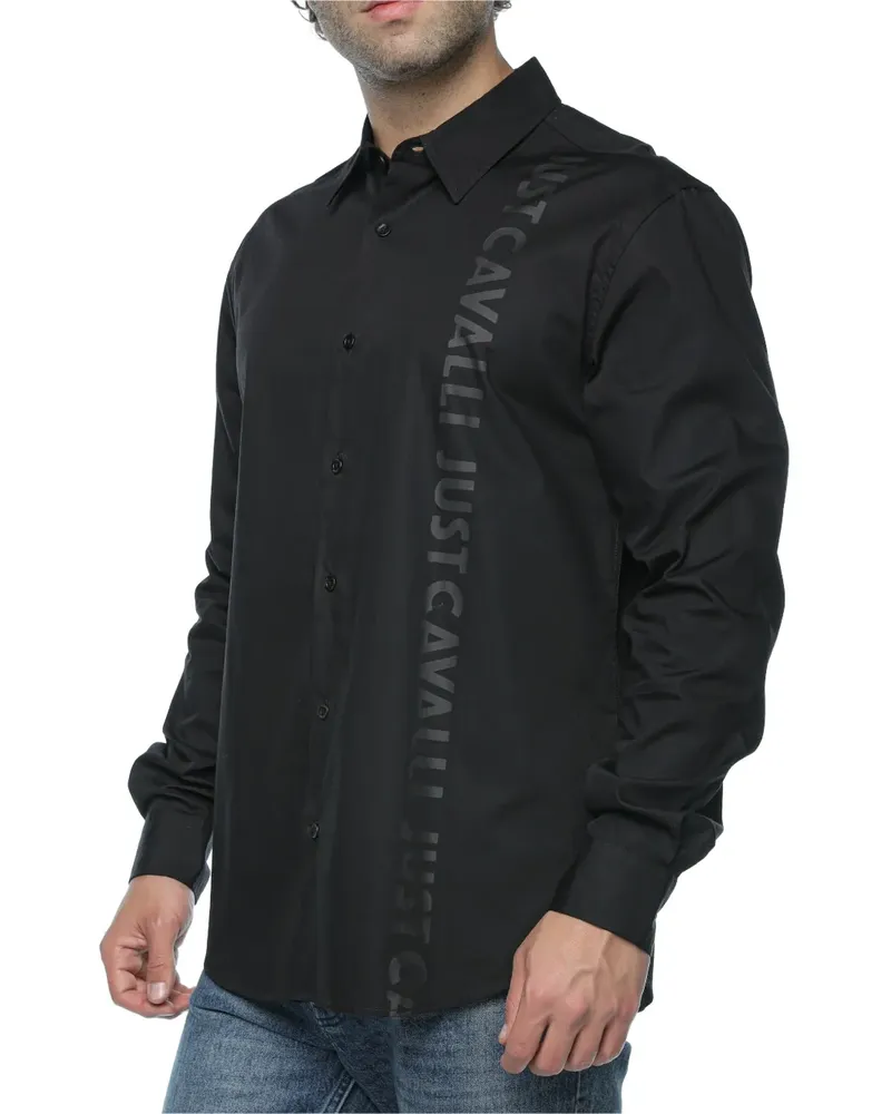 Just Cavalli logo-print long-sleeve shirt - Schwarz Schwarz