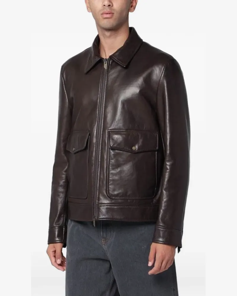 Salvatore Santoro zip-up leather jacket - Braun Braun