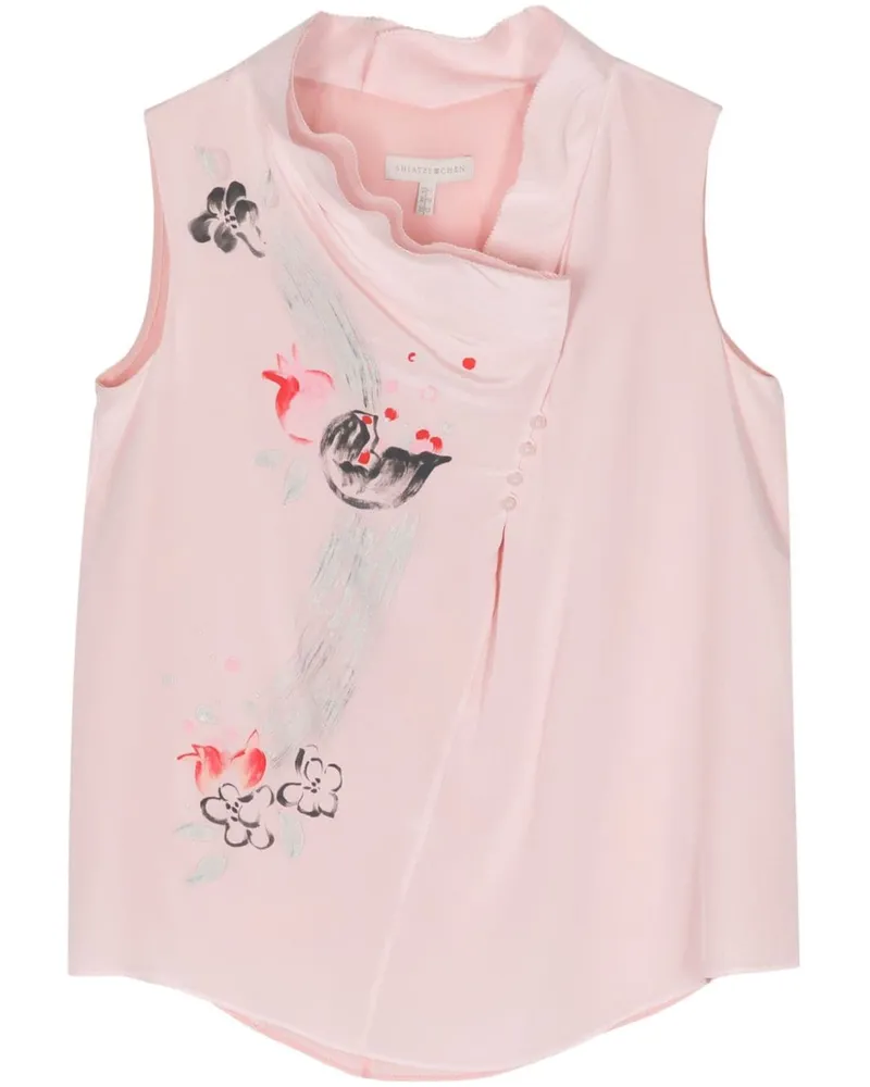 SHIATZY CHEN Seidentop mit Blumen-Print - Rosa Rosa