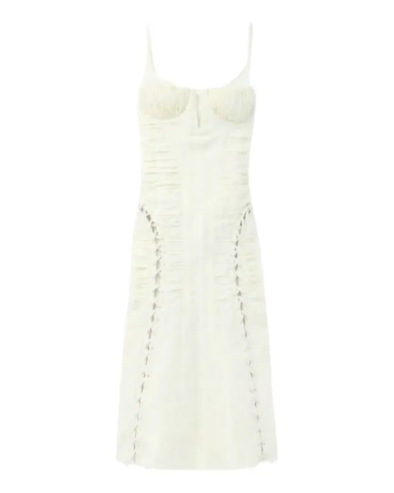 Alexander McQueen lace-up ruched midi dress - Nude Nude