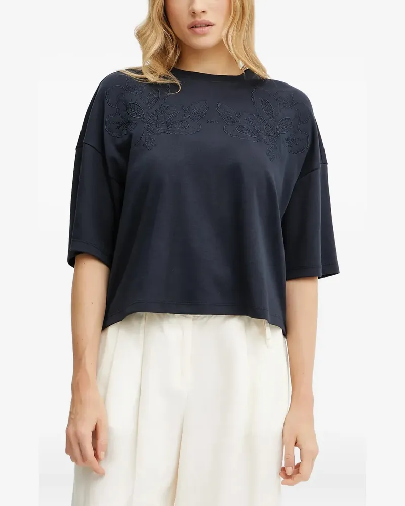 HUGO BOSS T-Shirt mit Blumenstickerei - Blau Blau