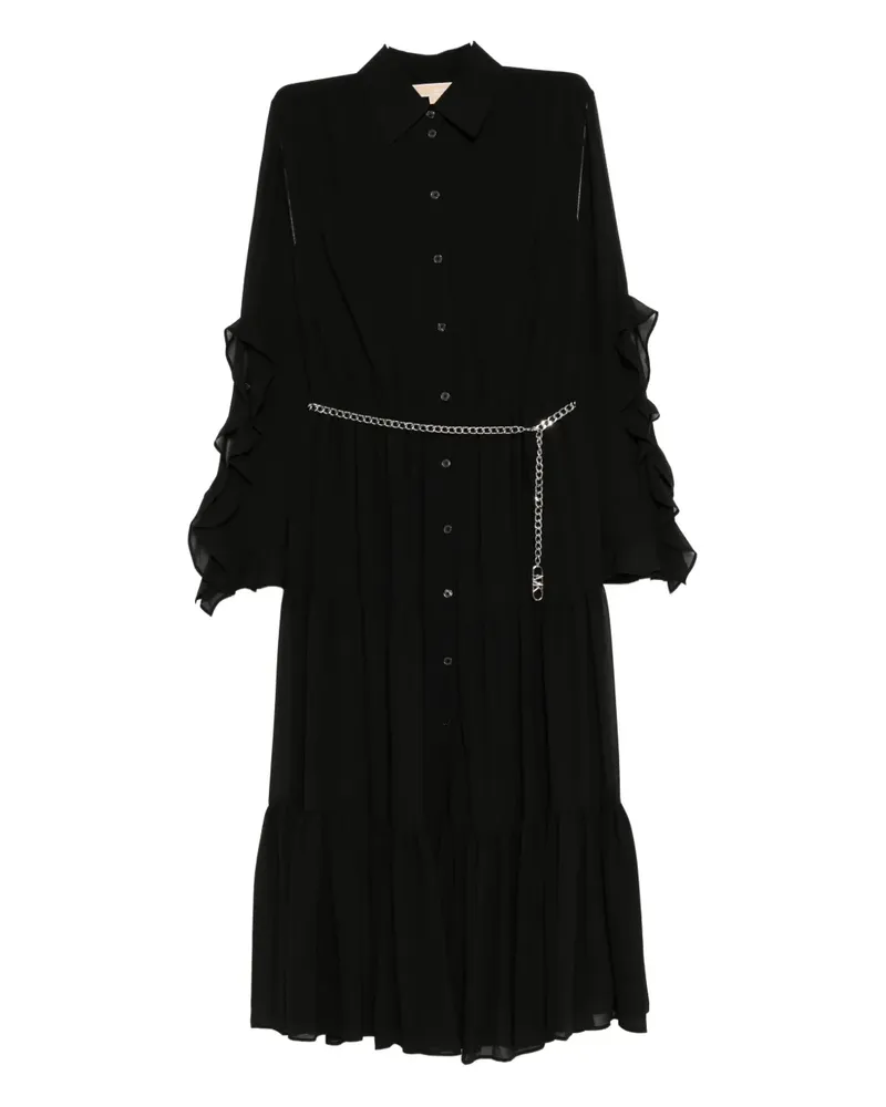 Michael Kors Gerüschtes Midikleid - Schwarz Schwarz