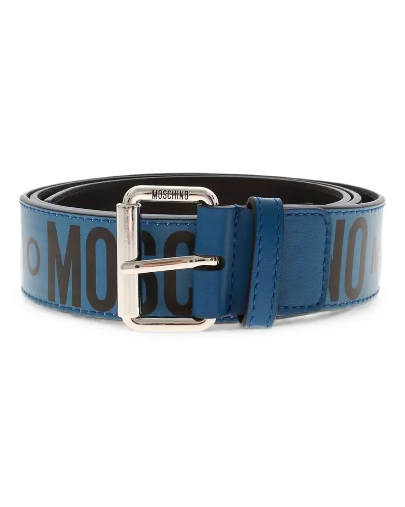 Moschino Ledergürtel mit Logo-Print - Blau Blau