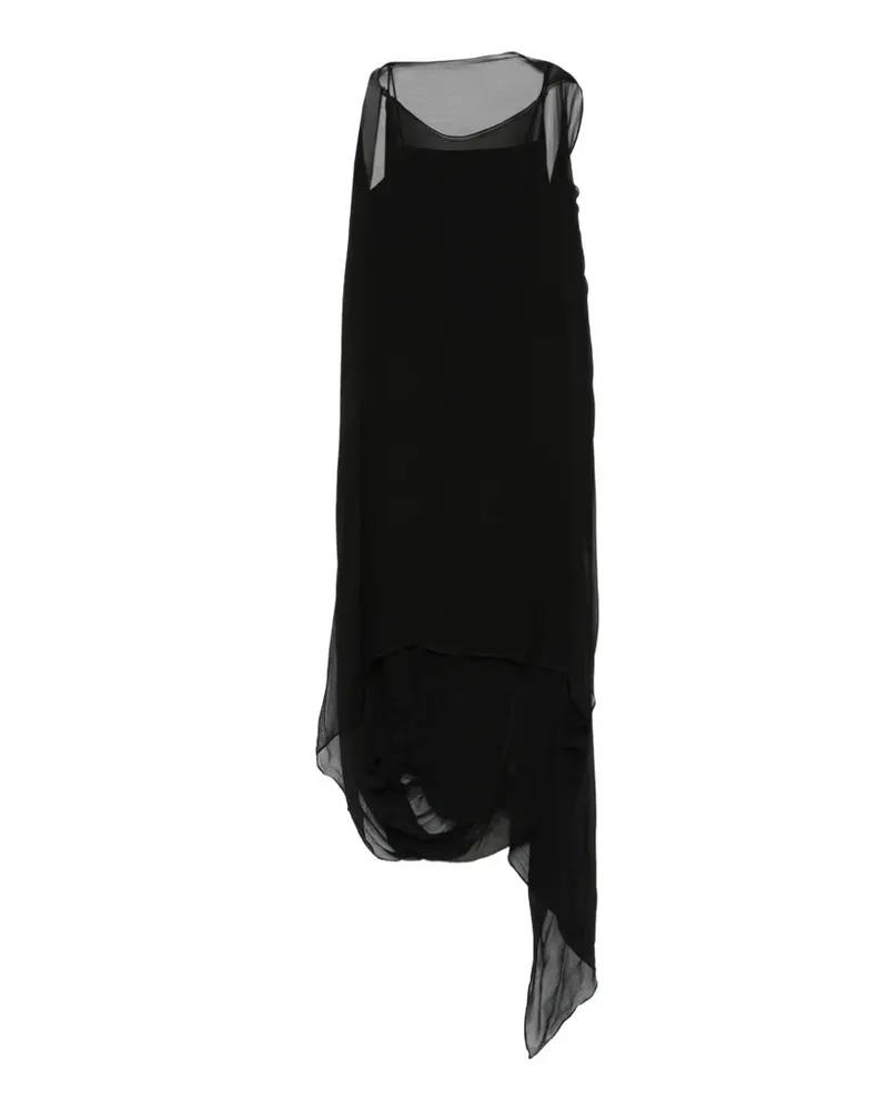 STAUD Viona sheer-panelled draped maxi dress - Schwarz Schwarz