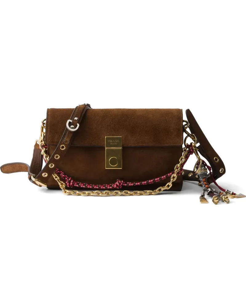 Prada Soft Sound small suede shoulder bag - Braun Braun