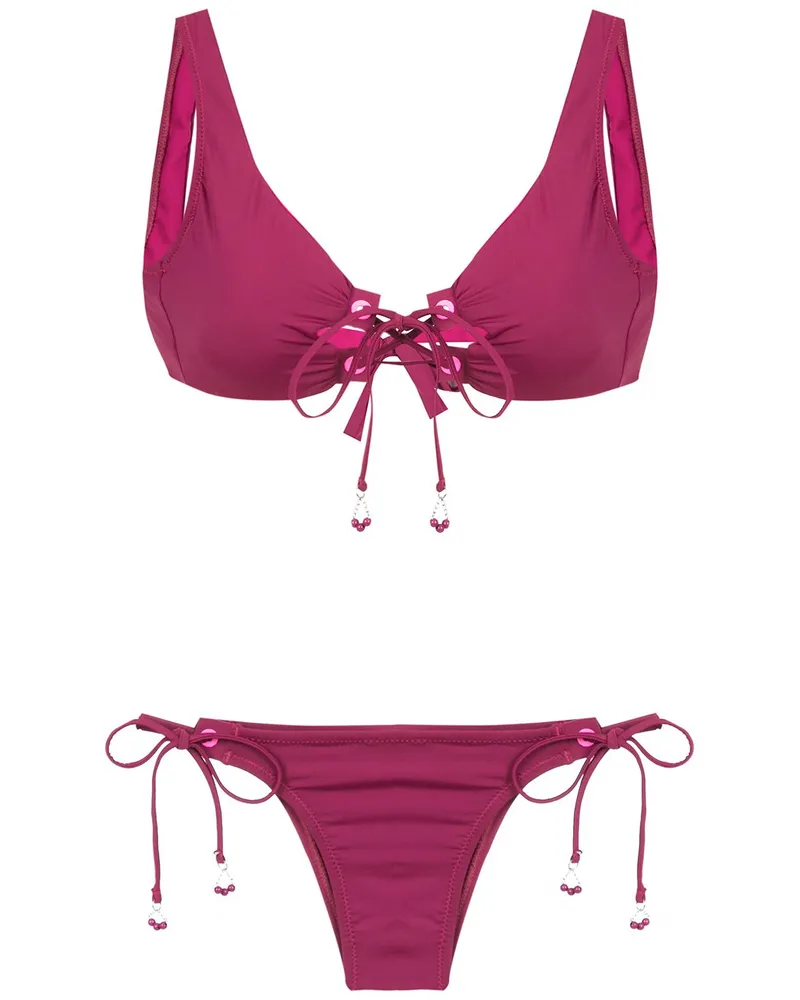 Amir Slama Bikini mit Schnürung - Rosa Rosa