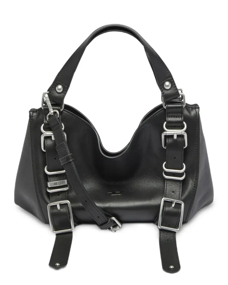 Diesel Kleine D-One-Handtasche aus behandeltem Leder - Schwarz Schwarz