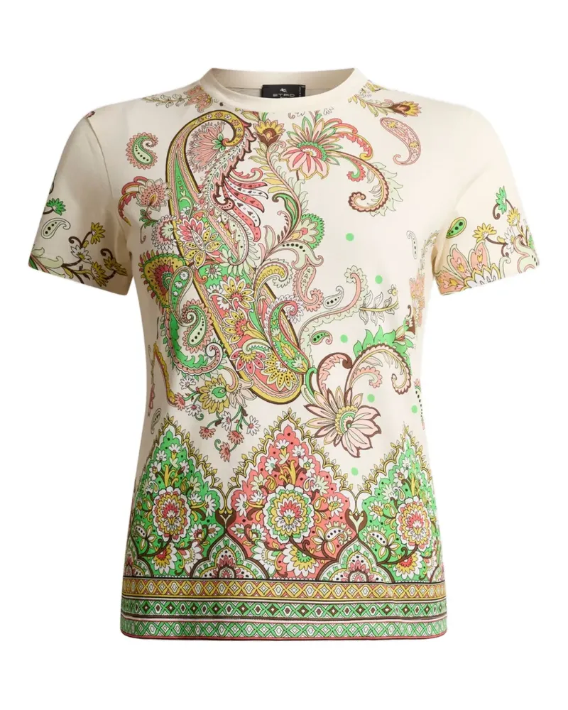 Etro T-Shirt mit Blumen-Print - Weiß Weiß