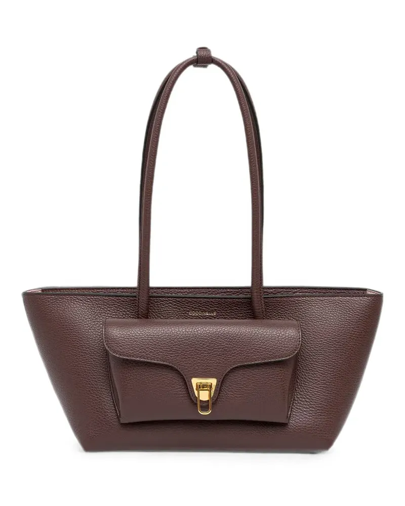 Coccinelle Double Beat leather front-pocket tote bag - Rot Rot