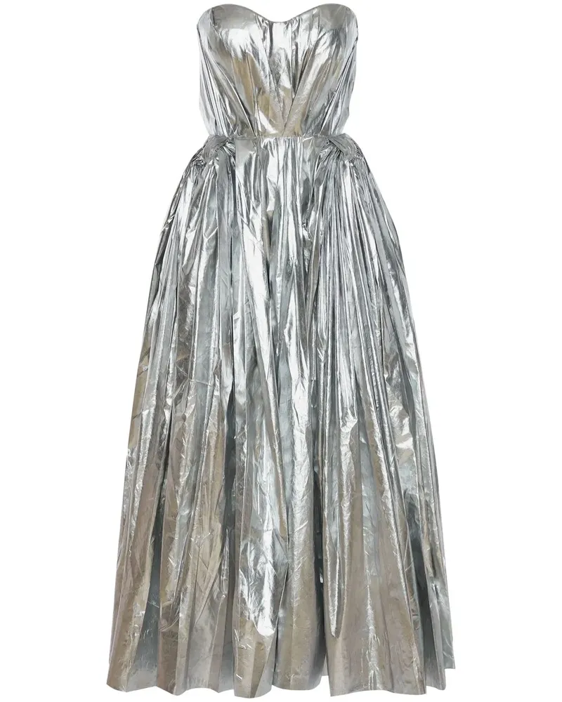 Alexander McQueen Bustier-Midikleid mit metallischem Finish - Silber Silber