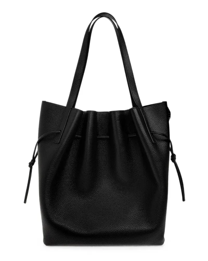 YUZEFI Scallop pebble-grain leather tote bag - Schwarz Schwarz
