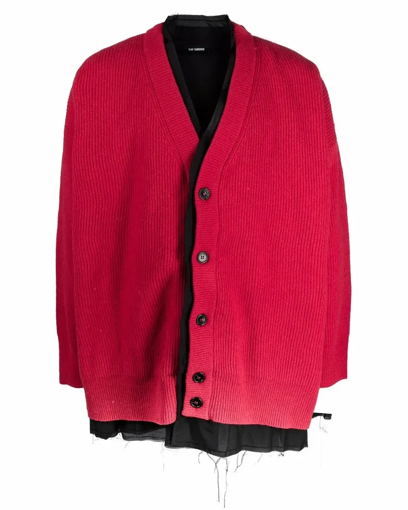 Raf Simons Cardigan im Layering-Look - Rot Rot