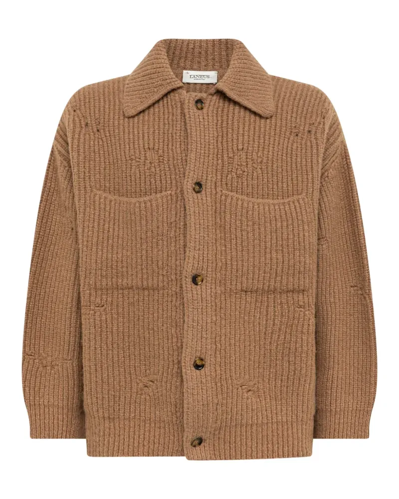 Laneus Cardigan im Distressed-Look - Braun Braun