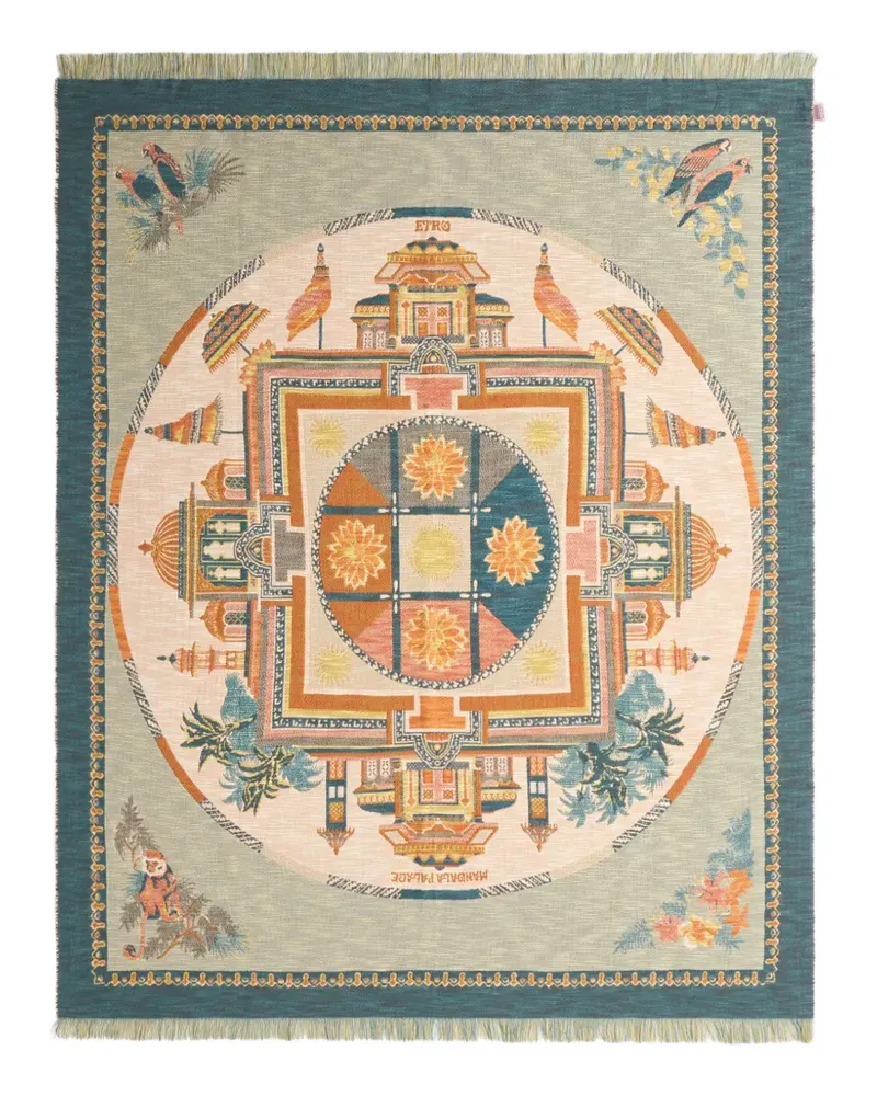 Etro jacquard mandala cotton blanket - Grün Grün