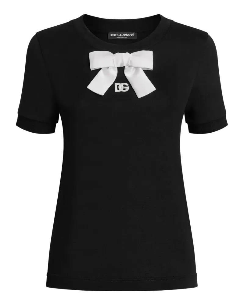 Dolce & Gabbana T-Shirt mit DG-Stickerei - Schwarz Schwarz