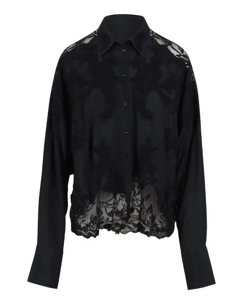 Ermanno Scervino lace-trimmed embroidered shirt - Schwarz Schwarz