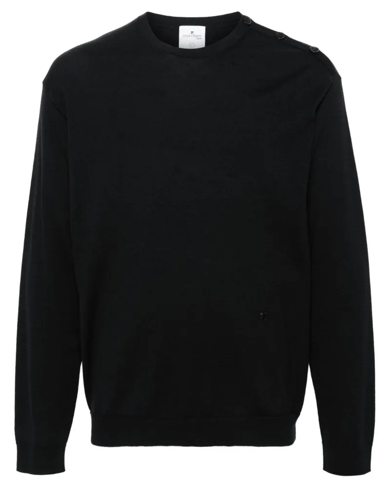 Courrèges Feinstrick-Pullover mit Schulterknöpfen - Schwarz Schwarz