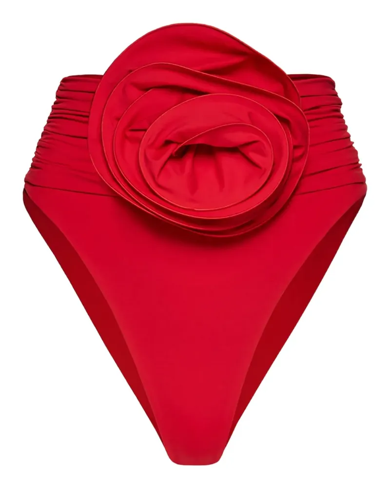 Magda Butrym High-Waist-Bikinihöschen mit Blumenapplikation - Rot Rot