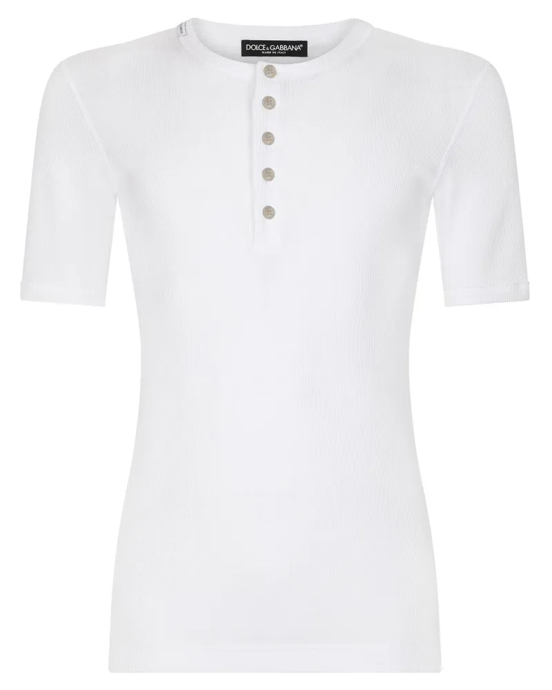 Dolce & Gabbana T-Shirt mit Knopfleiste - Weiß Weiß
