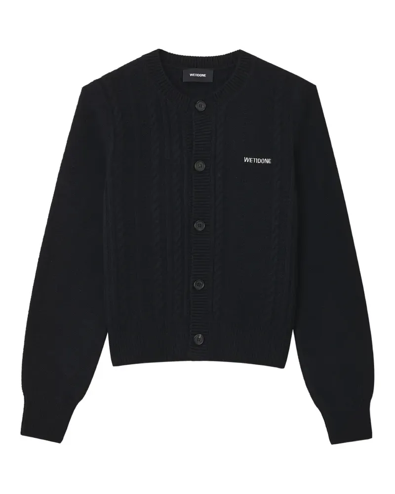 WE 11 DONE cable-knit logo-embroidered cardigan - Schwarz Schwarz
