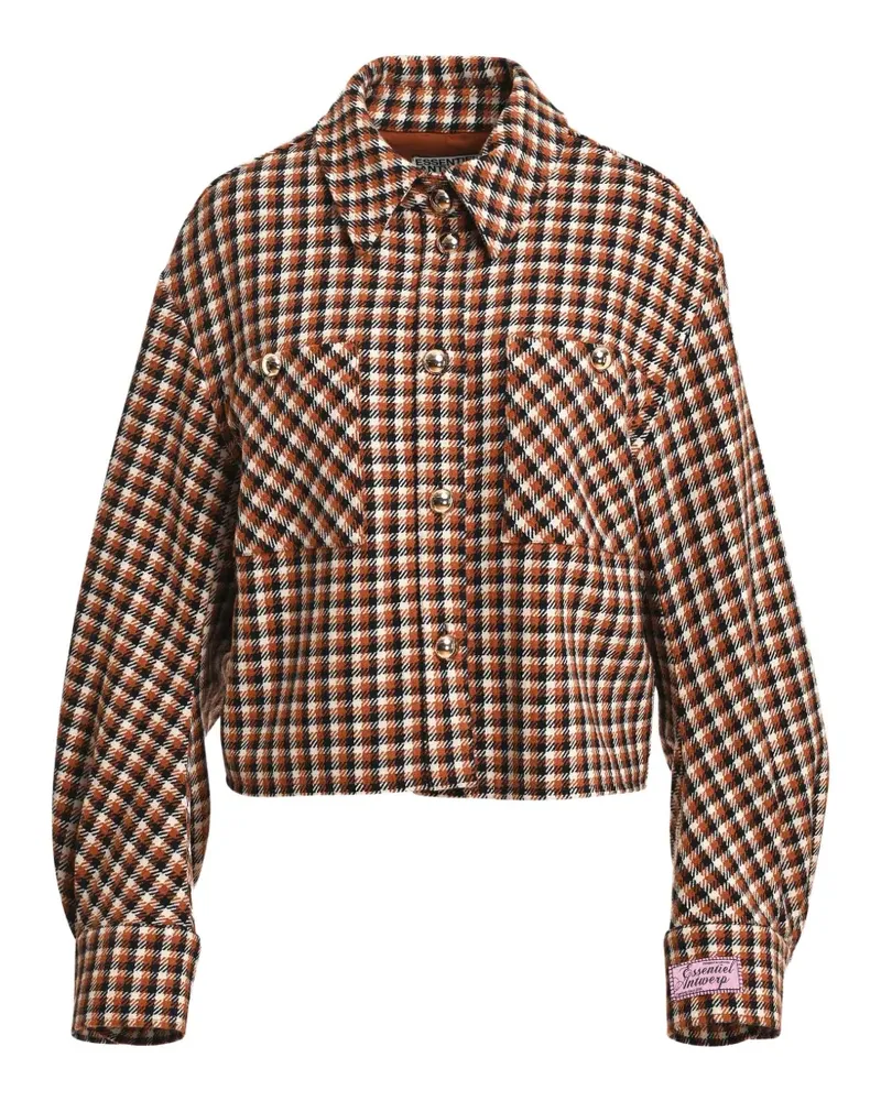 Essentiel Karierte Oversized-Hemdjacke - Braun Braun