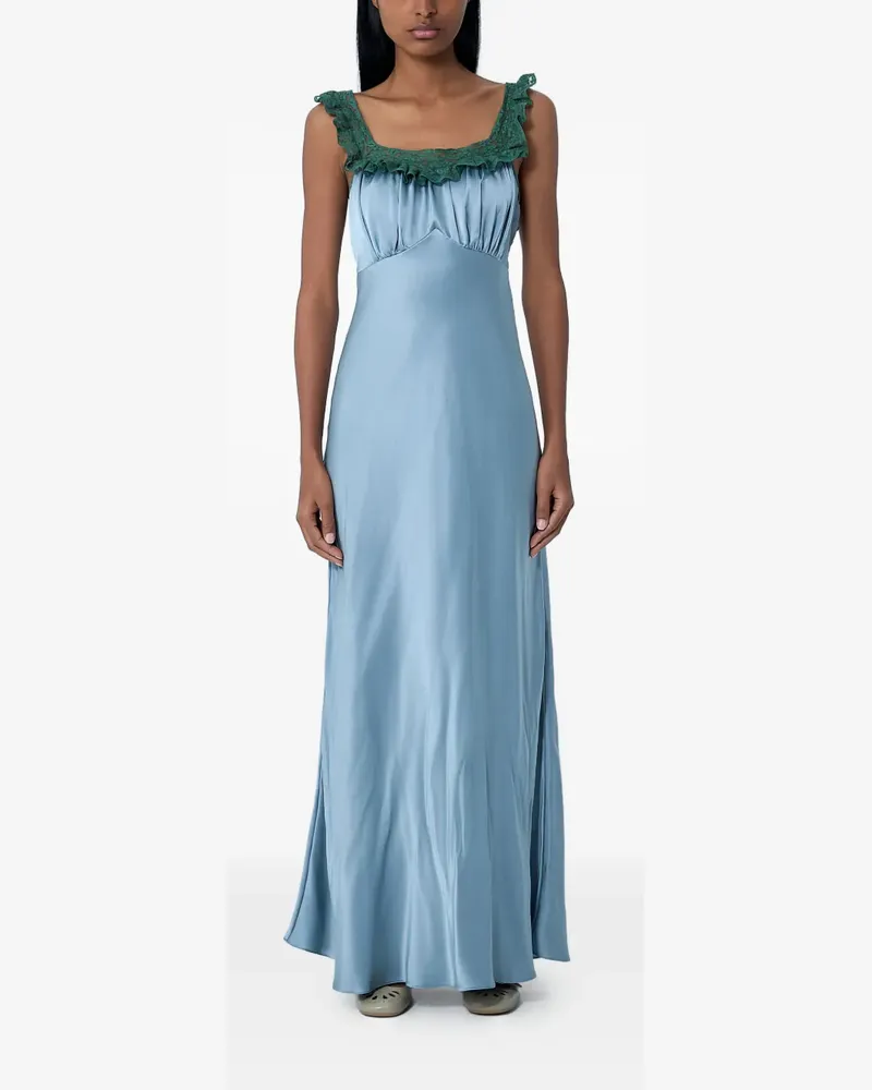 Chloé lace-insert satin maxi dress - Blau Blau