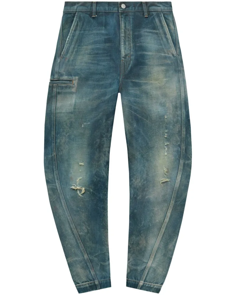 John Elliott + Co Sendai Tapered-Jeans im Distressed-Look Blau