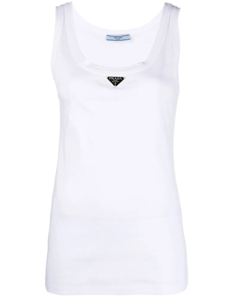 Prada Geripptes Jersey-Top - Weiß Weiß