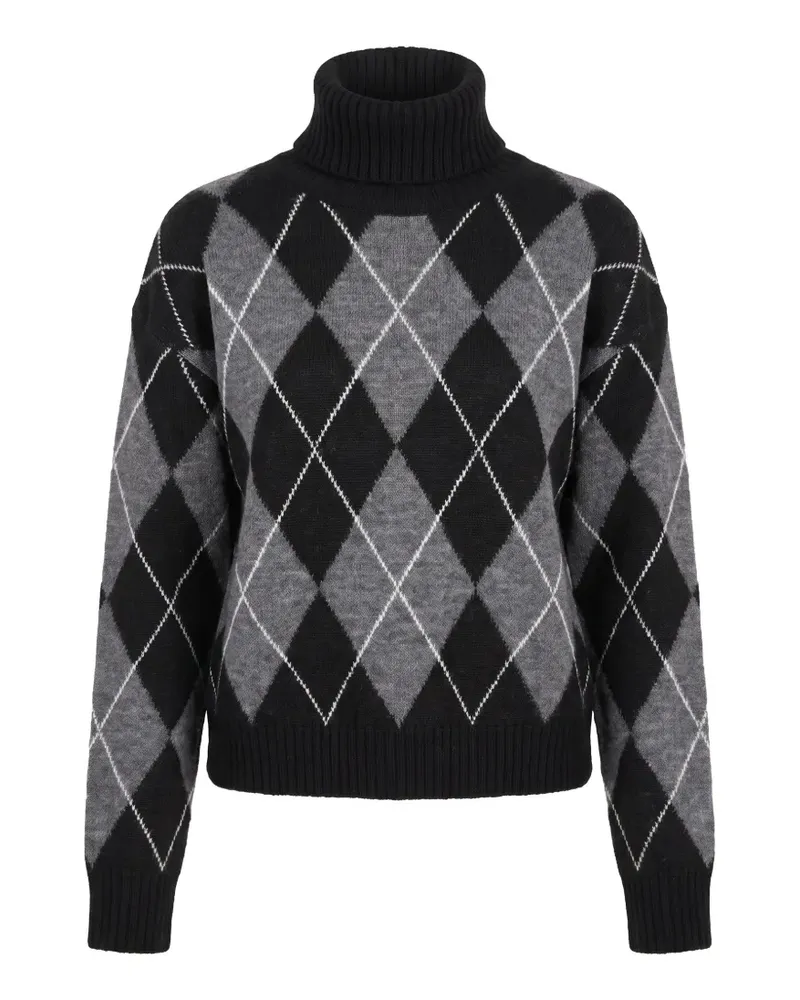 Aniye By argyle roll-neck sweater - Schwarz Schwarz