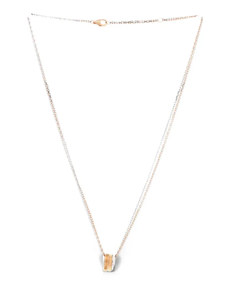 Cartier Love 3 Ring Pendant 18K Rose Gold and 18K White Gold with 6 Diamonds necklace - Rosa Rosa
