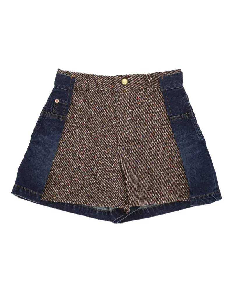 Sacai panelled denim shorts - Nude Nude