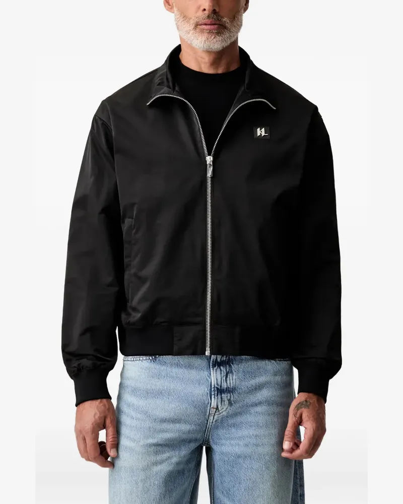 Karl Lagerfeld logo-patch zip-up jacket - Schwarz Schwarz