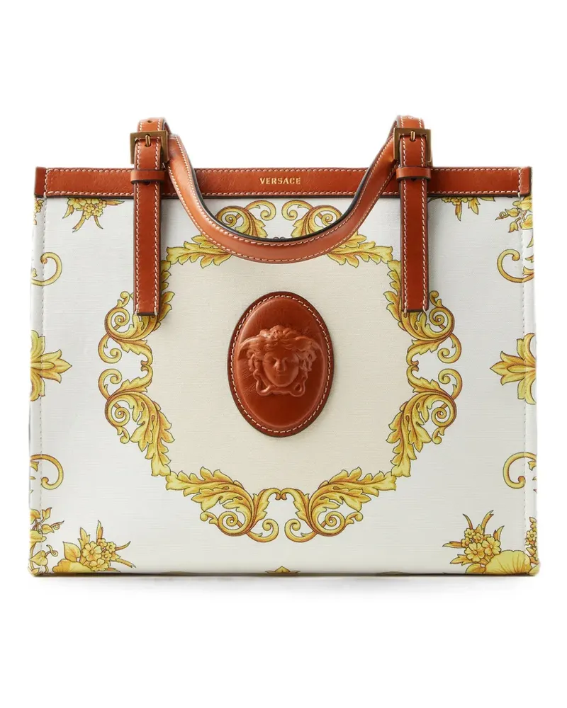 Versace Rivière Tote Bag aus Canvas mit Print - Weiß Weiß