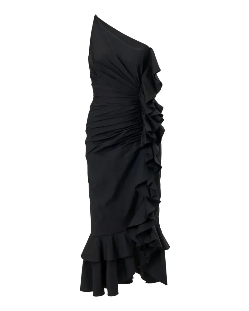 Carolina Herrera New York Asymmetrisches Midikleid mit Rüschen - Schwarz Schwarz