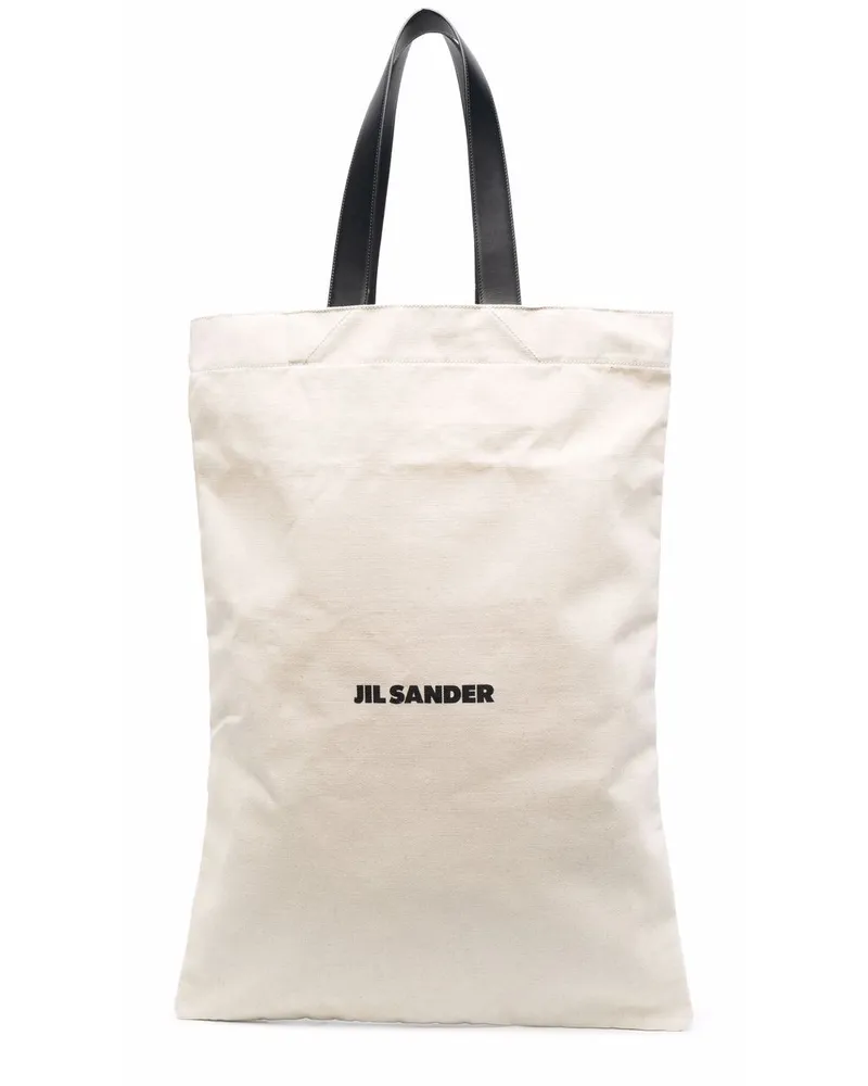 Jil Sander Handtasche mit Logo-Print Nude