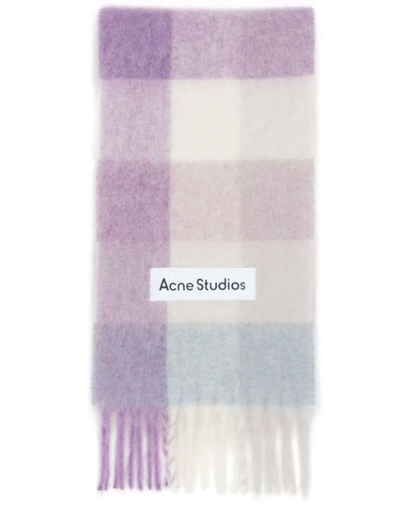 Acne Studios Karierter Schal mit Logo-Applikation - Violett Violett