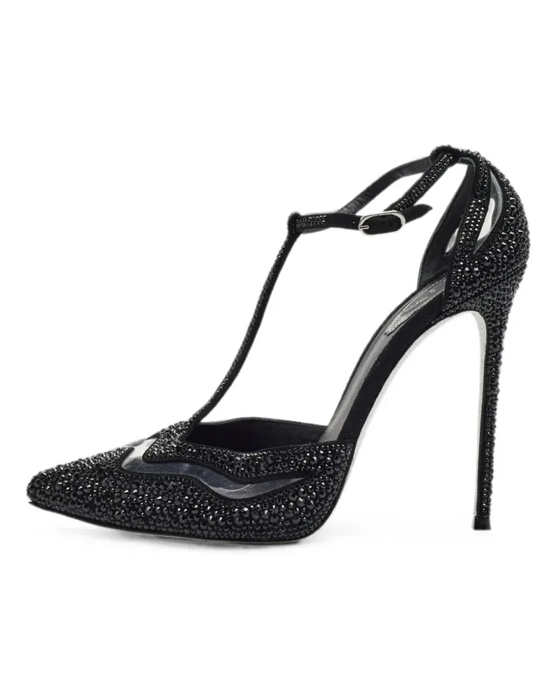 René Caovilla crystal-embellished T-strap pumps - Schwarz Schwarz