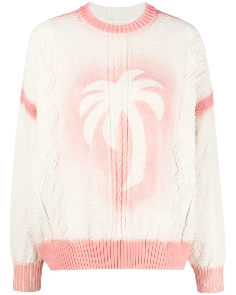 Palm Angels Pullover mit Zopfmuster - Weiß Weiß