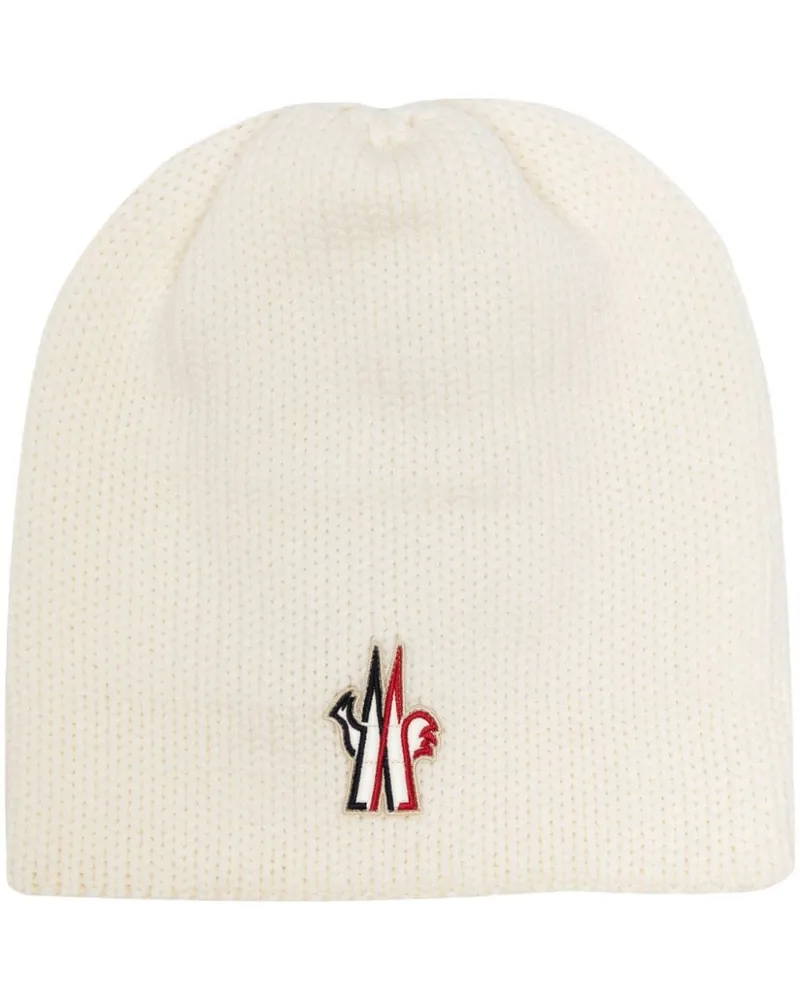 Moncler Beanie mit Logo-Applikation Weiß