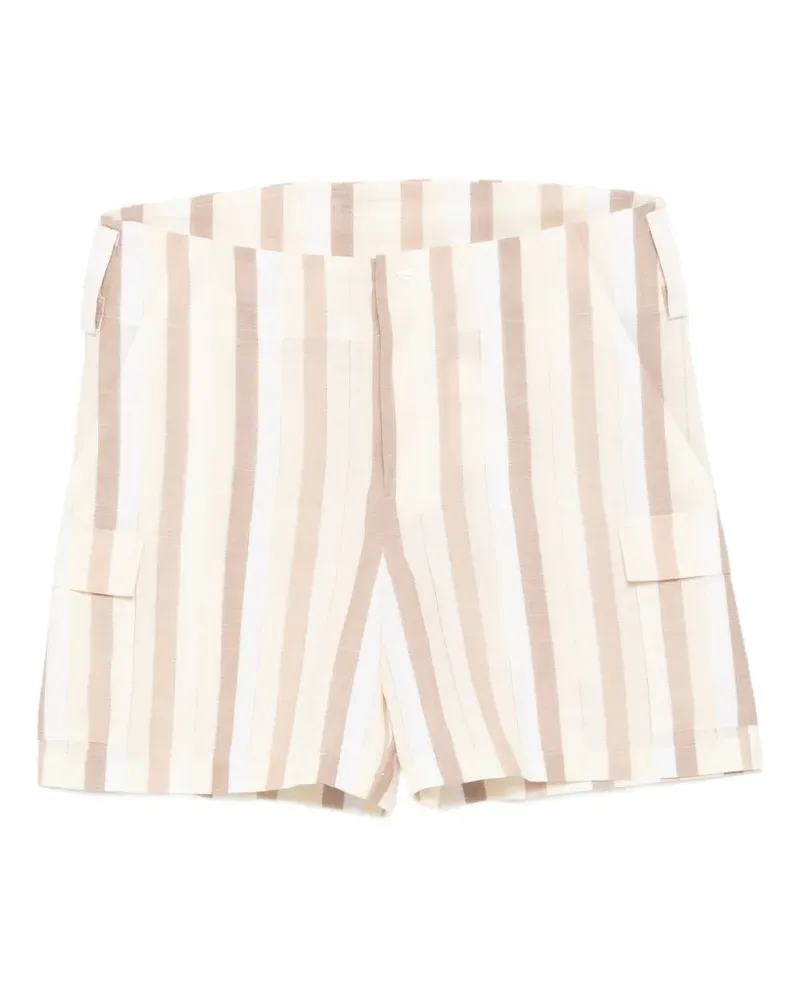 young n sang Gestreifte Cargo-Shorts - Nude Nude