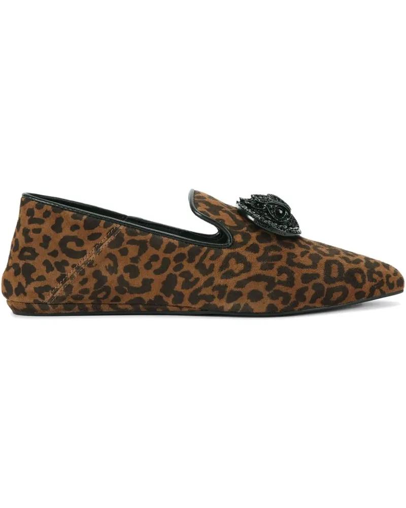 Kurt Geiger Kristallverzierte Ballerinas mit Leoparden-Print - Braun Braun